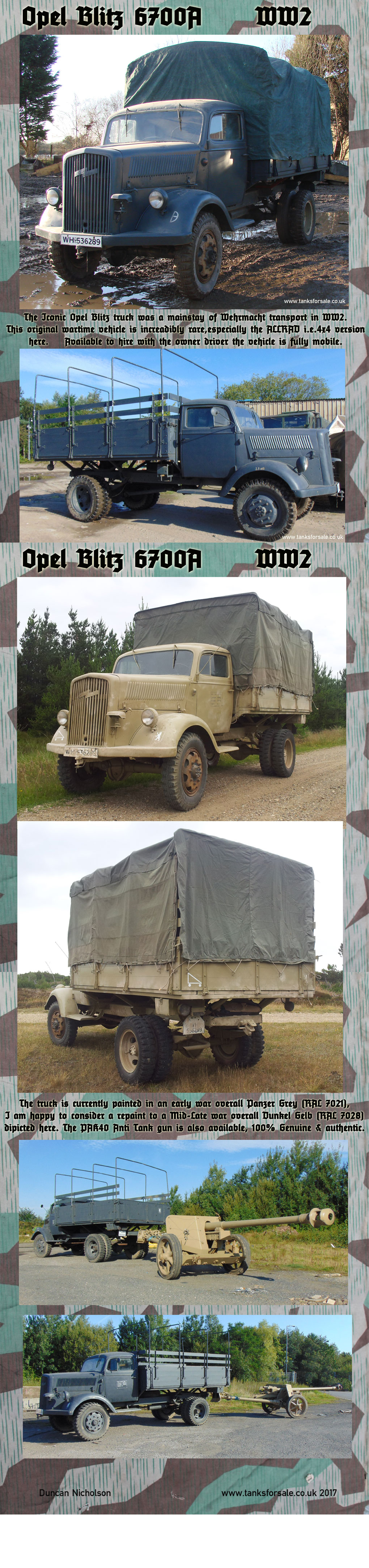 Opel Blitz WW2 German truck for hire